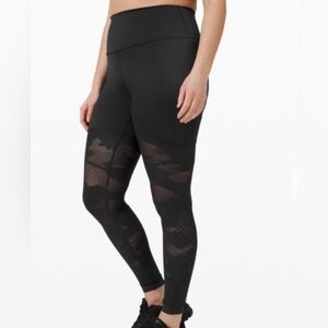 Lululemon Sheer Will HR Tight‎ 28" *BLACK Camo Size  8